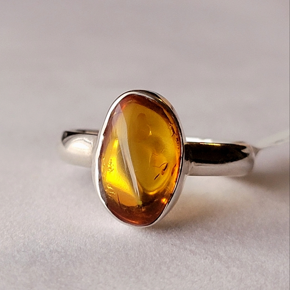 Natural Baltic Amber 925 Sterling Silver Ring NWT Genuine  Stamped Signed
